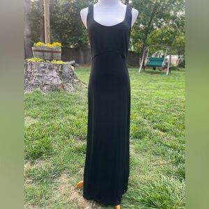 Vintage Renko 80s black Maxi Dress slits up sides prom dress formal wedding USA